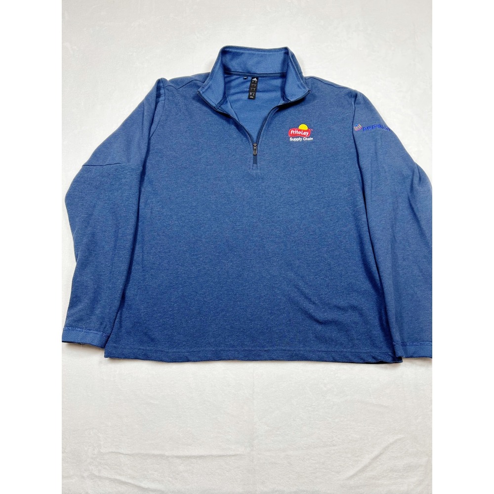 Adidas Men Blue Frito-Lay PepsiCo Quarter Zip Pullover Sweater Large
